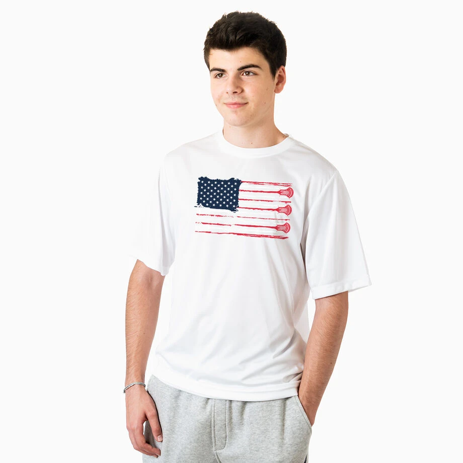 Guys Lacrosse Short Sleeve Performance Tee - American Flag 4 Guys Lacrosse Short Sleeve Performance Tee - American Flag - Image 2