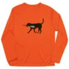 Guys Lacrosse Long Sleeve Performance Tee - Max The Lax Dog -Sport Gift Store lx 11018 ORANGE FLAT