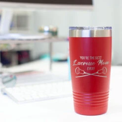 Guys Lacrosse 20oz. Double Insulated Tumbler - You're The Best Mom Ever -Sport Gift Store lx 11270 RED DESK