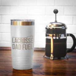 Guys Lacrosse 20oz. Double Insulated Tumbler - Lacrosse Dad Fuel -Sport Gift Store lx 11273 WHITE COFFEE