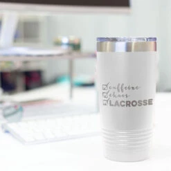 Lacrosse 20oz. Double Insulated Tumbler - Caffeine, Chaos And Lacrosse -Sport Gift Store lx 11283 WHITE DESK