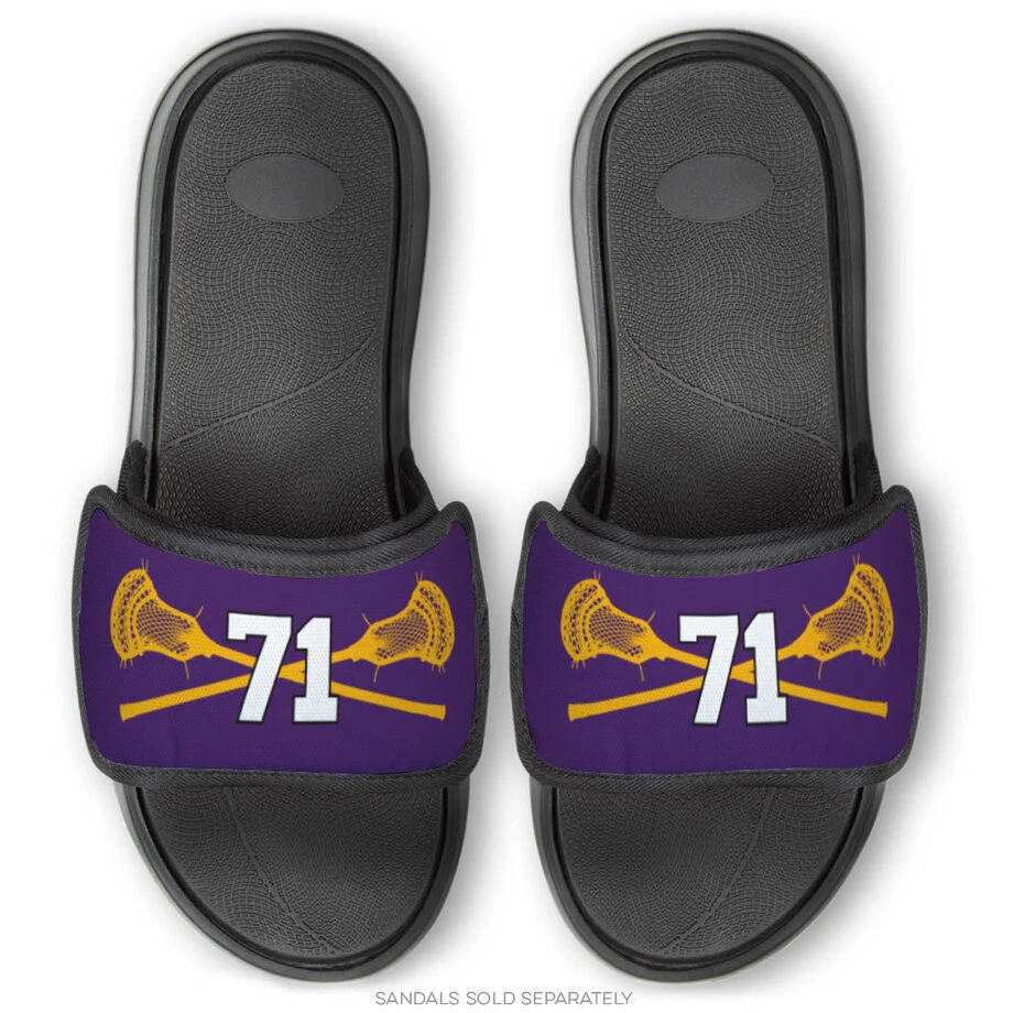 Guys Lacrosse Repwell® Sandal Straps - Crossed Sticks With Number 4 Guys Lacrosse Repwell® Sandal Straps - Crossed Sticks With Number - Image 2