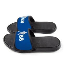 Guys Lacrosse Repwell® Slide Sandals - Latitude Lax Player With Number -Sport Gift Store lx 11331 ROYALBLUE SIDE