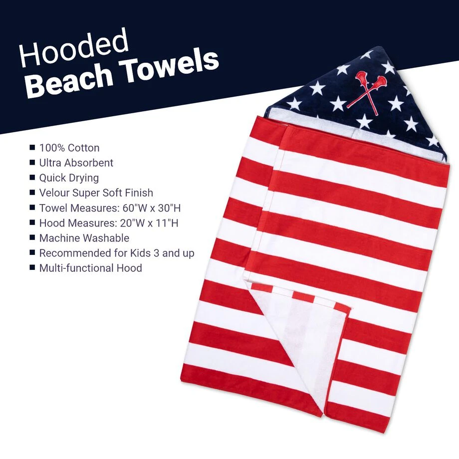 Guys Lacrosse Hooded Towel - American Flag 4 Guys Lacrosse Hooded Towel - American Flag - Image 3
