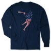 Guys Lacrosse Tshirt Long Sleeve - American Flag Silhouette 2 Guys Lacrosse Tshirt Long Sleeve - American Flag Silhouette -Sport Gift Store lx 11968 NAVY FLAT