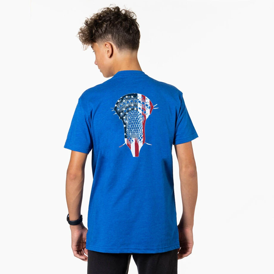 Guys Lacrosse Short Sleeve T-Shirt - Patriotic Stick (Back Design) 4 Guys Lacrosse Short Sleeve T-Shirt - Patriotic Stick (Back Design) - Image 2