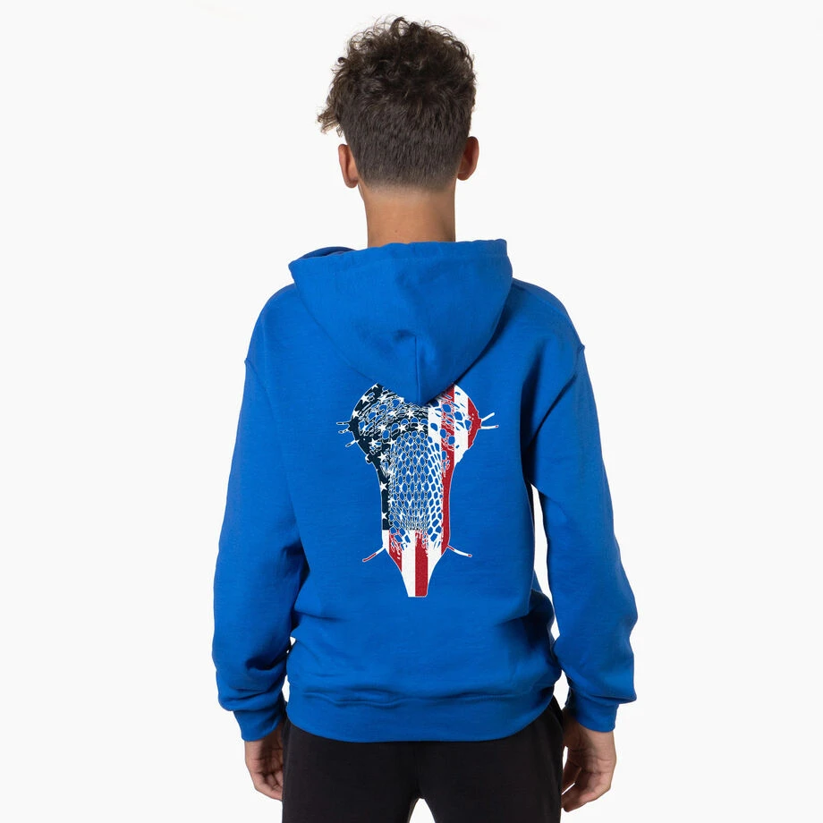 Guys Lacrosse Hooded Sweatshirt - Patriotic Stick (Back Design) 4 Guys Lacrosse Hooded Sweatshirt - Patriotic Stick (Back Design) - Image 2