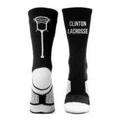 Custom Lacrosse Woven Mid-Calf Socks - Logo -Sport Gift Store lx 12287 BLACKWHITE TEXT EXAMPLE