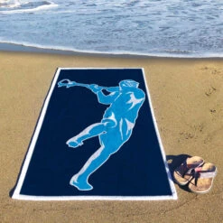 Guys Lacrosse Premium Beach Towel - Jump Shot -Sport Gift Store lx 12291 BEACH