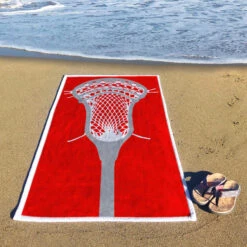 Guys Lacrosse Beach Towel - Lax Time -Sport Gift Store lx 12294 RED BEACH