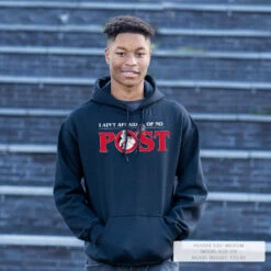 Guys Lacrosse Hooded Sweatshirt - Ain't Afraid Of No Post -Sport Gift Store lx 12368 BLACK LIFESTYLE MALE