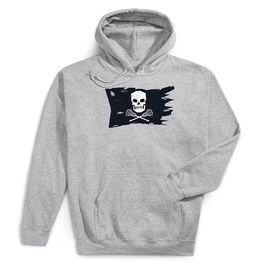 Guys Lacrosse Hooded Sweatshirt - Lax Pirate Flag 3 Guys Lacrosse Hooded Sweatshirt - Lax Pirate Flag