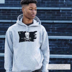 Guys Lacrosse Hooded Sweatshirt - Lax Pirate Flag 15 Guys Lacrosse Hooded Sweatshirt - Lax Pirate Flag -Sport Gift Store lx 12369 GRAY LIFESTYLE MALE