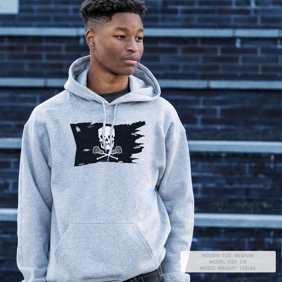 Guys Lacrosse Hooded Sweatshirt - Lax Pirate Flag 9 Guys Lacrosse Hooded Sweatshirt - Lax Pirate Flag - Image 7