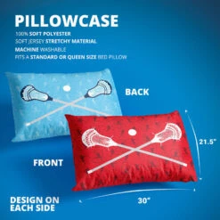 Guys Lacrosse Pillowcase - Crossed Sticks -Sport Gift Store lx 12414 DETAILS