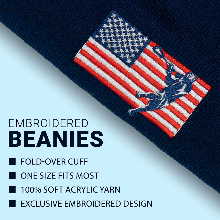 Guys Lacrosse Embroidered Beanie - Patriotic Lacrosse 4 Guys Lacrosse Embroidered Beanie - Patriotic Lacrosse - Image 2