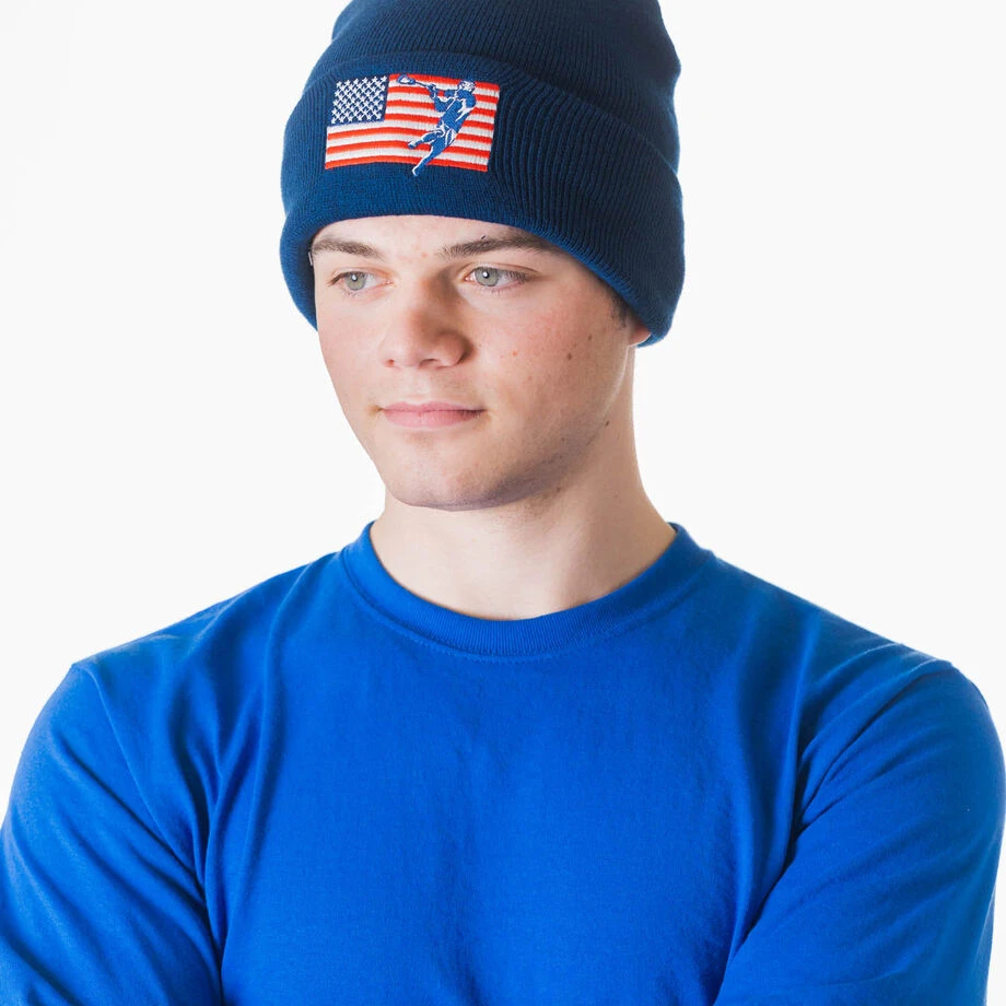 Guys Lacrosse Embroidered Beanie - Patriotic Lacrosse 5 Guys Lacrosse Embroidered Beanie - Patriotic Lacrosse - Image 3