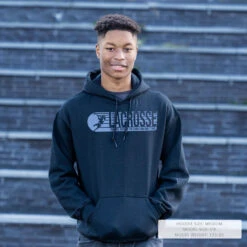 Guys Lacrosse Hooded Sweatshirt - 100% Of The Shots -Sport Gift Store lx 12443 BLACK LIFESTYLE MALE
