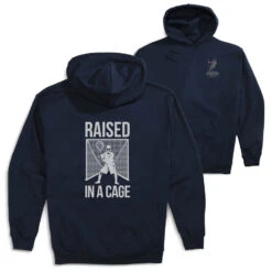 Guys Lacrosse Hooded Sweatshirt - Raised In The Cage (Back Design)