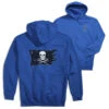 Guys Lacrosse Hooded Sweatshirt - Lax Pirate Flag (Back Design) -Sport Gift Store lx 12508 ROYAL MAIN