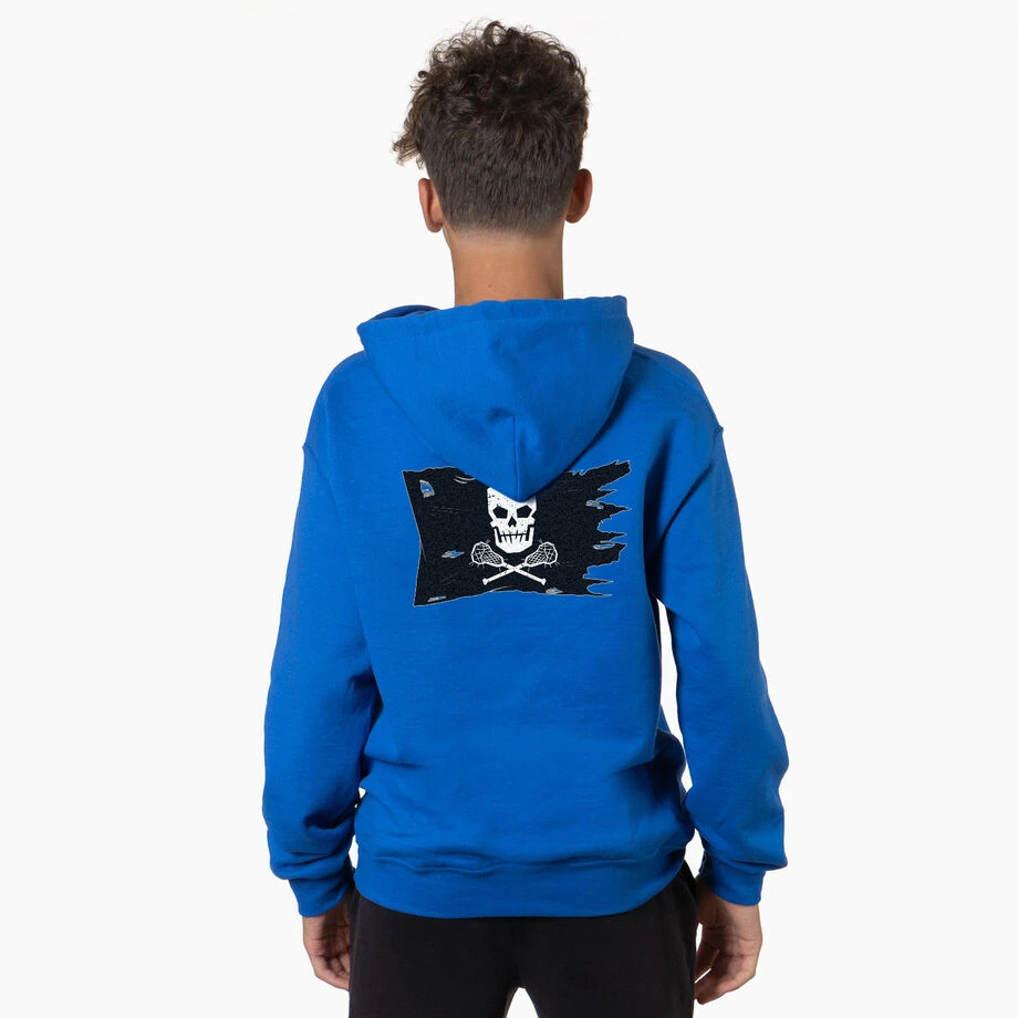 Guys Lacrosse Hooded Sweatshirt - Lax Pirate Flag (Back Design) 4 Guys Lacrosse Hooded Sweatshirt - Lax Pirate Flag (Back Design) - Image 2