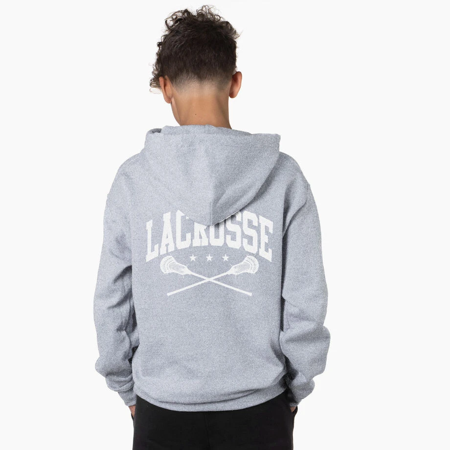 Guys Lacrosse Hooded Sweatshirt - Crossed Sticks (Back Design) 4 Guys Lacrosse Hooded Sweatshirt - Crossed Sticks (Back Design) - Image 2