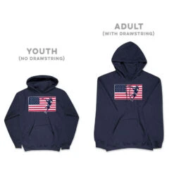 Guys Lacrosse Hooded Sweatshirt - Patriotic Lacrosse -Sport Gift Store lx 12519 NAVY SIZE