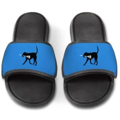 Guys Lacrosse Repwell® Slide Sandals - Max The Lax Dog -Sport Gift Store lx 12556 LIGHTBLUE FRONT
