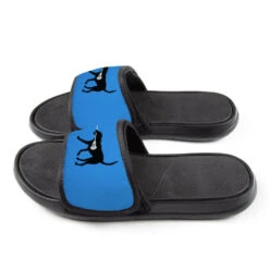 Guys Lacrosse Repwell® Slide Sandals - Max The Lax Dog -Sport Gift Store lx 12556 LIGHTBLUE SIDE