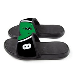 Guys Lacrosse Repwell® Slide Sandals - Personalized Jumpshot -Sport Gift Store lx 12558 BLACKGREEN SIDE