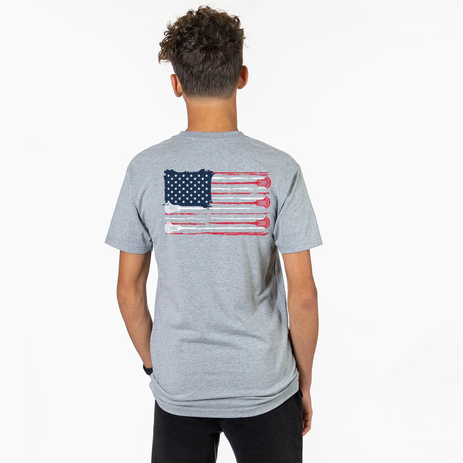 Guys Lacrosse Short Sleeve T-Shirt - American Flag (Back Design) 4 Guys Lacrosse Short Sleeve T-Shirt - American Flag (Back Design) - Image 2