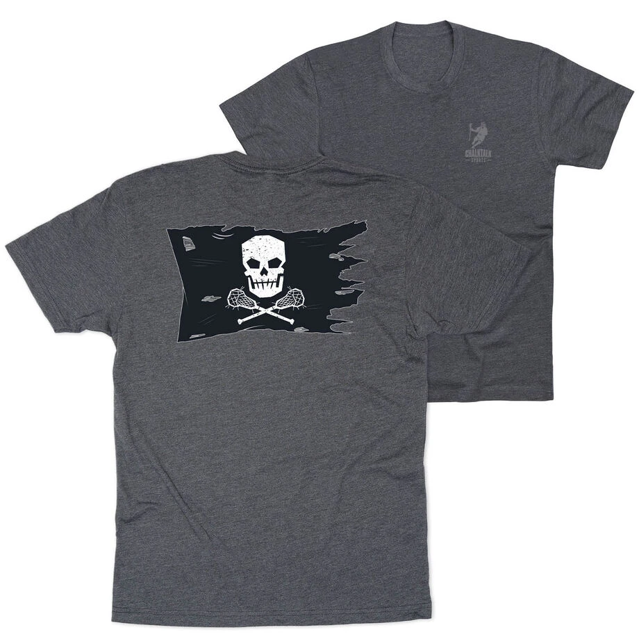Guys Lacrosse Short Sleeve T-Shirt - Lax Pirate Flag (Back Design) 3 Guys Lacrosse Short Sleeve T-Shirt - Lax Pirate Flag (Back Design)