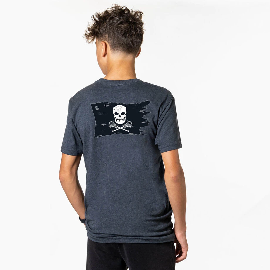 Guys Lacrosse Short Sleeve T-Shirt - Lax Pirate Flag (Back Design) 4 Guys Lacrosse Short Sleeve T-Shirt - Lax Pirate Flag (Back Design) - Image 2