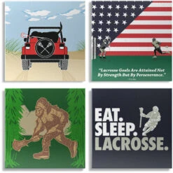 Guys Lacrosse Canvas Wall Art - Lacrosse Life - 4 Piece Set