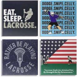 Guys Lacrosse Canvas Wall Art - Eat Sleep Lacrosse - 4 Piece Set