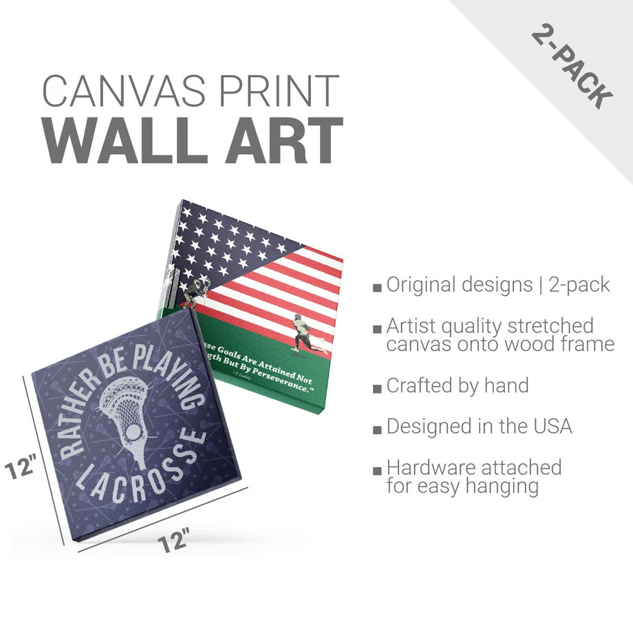 Guys Lacrosse Canvas Wall Art - Patriotic Lacrosse - 2 Piece Set 4 Guys Lacrosse Canvas Wall Art - Patriotic Lacrosse - 2 Piece Set - Image 2