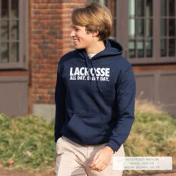 Lacrosse Hooded Sweatshirt - All Day Every Day -Sport Gift Store lx 12775 NAVY LIFESTYLE MALE