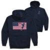 Guys Lacrosse Hooded Sweatshirt - Patriotic Lacrosse (Back Design) -Sport Gift Store lx 12944 NAVY MAIN