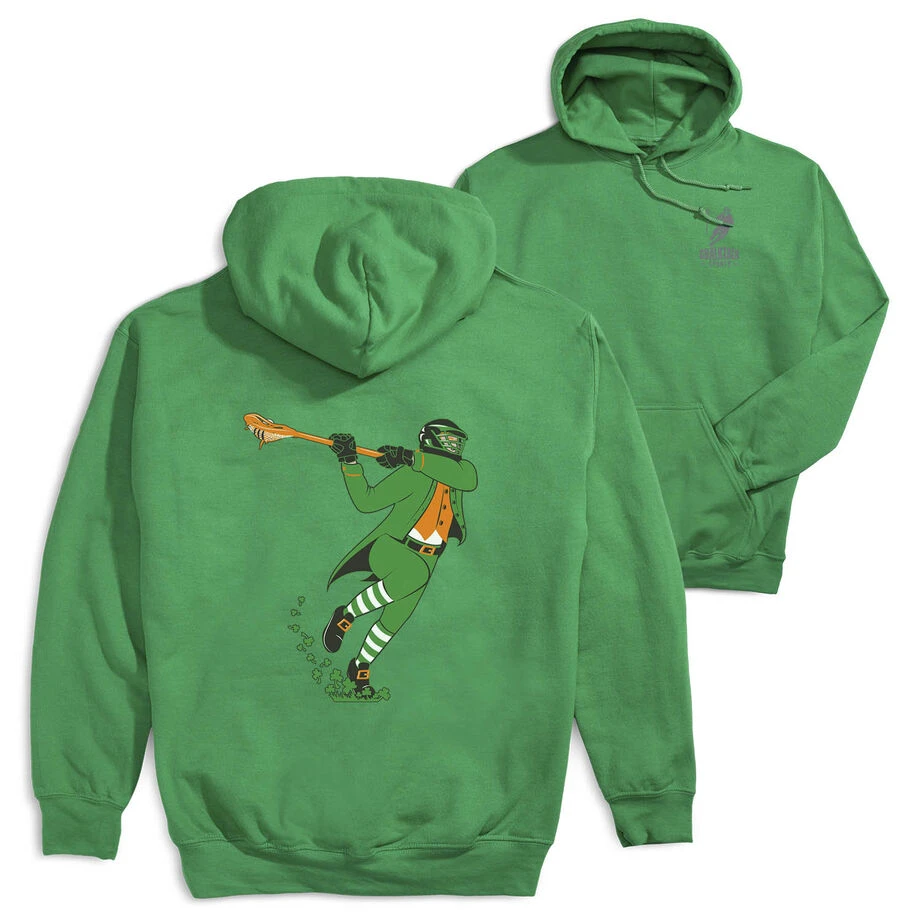 Guys Lacrosse Hooded Sweatshirt - Lacrosse Leprechaun (Back Design) 3 Guys Lacrosse Hooded Sweatshirt - Lacrosse Leprechaun (Back Design)