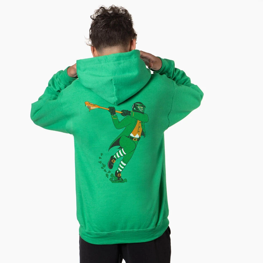Guys Lacrosse Hooded Sweatshirt - Lacrosse Leprechaun (Back Design) 4 Guys Lacrosse Hooded Sweatshirt - Lacrosse Leprechaun (Back Design) - Image 2