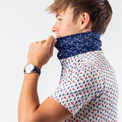 Guys Lacrosse Short Sleeve Polo Shirt - Patriotic -Sport Gift Store lx 12953 COLLAR