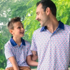 Guys Lacrosse Short Sleeve Polo Shirt - Patriotic -Sport Gift Store lx 12953 GEN LIFESTYLE 1