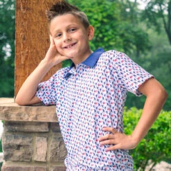 Guys Lacrosse Short Sleeve Polo Shirt - Patriotic -Sport Gift Store lx 12953 GEN LIFESTYLE 3