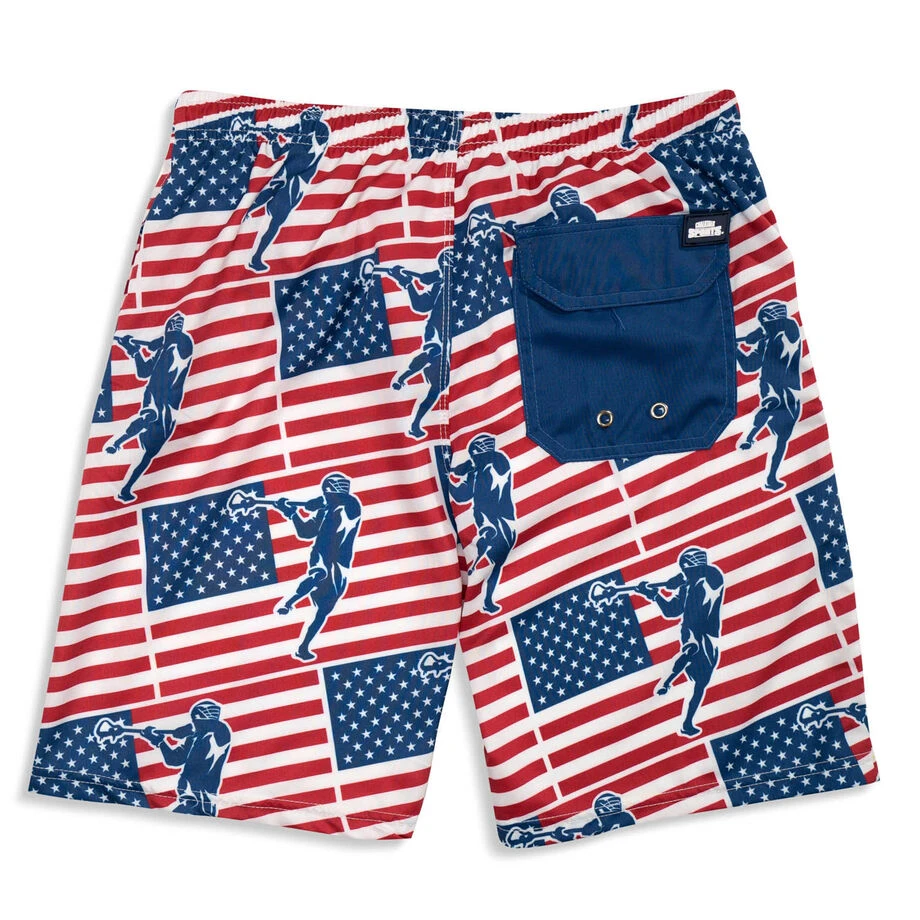 Guys Lacrosse Swim Trunks - Patriotic 6 Guys Lacrosse Swim Trunks - Patriotic - Image 4