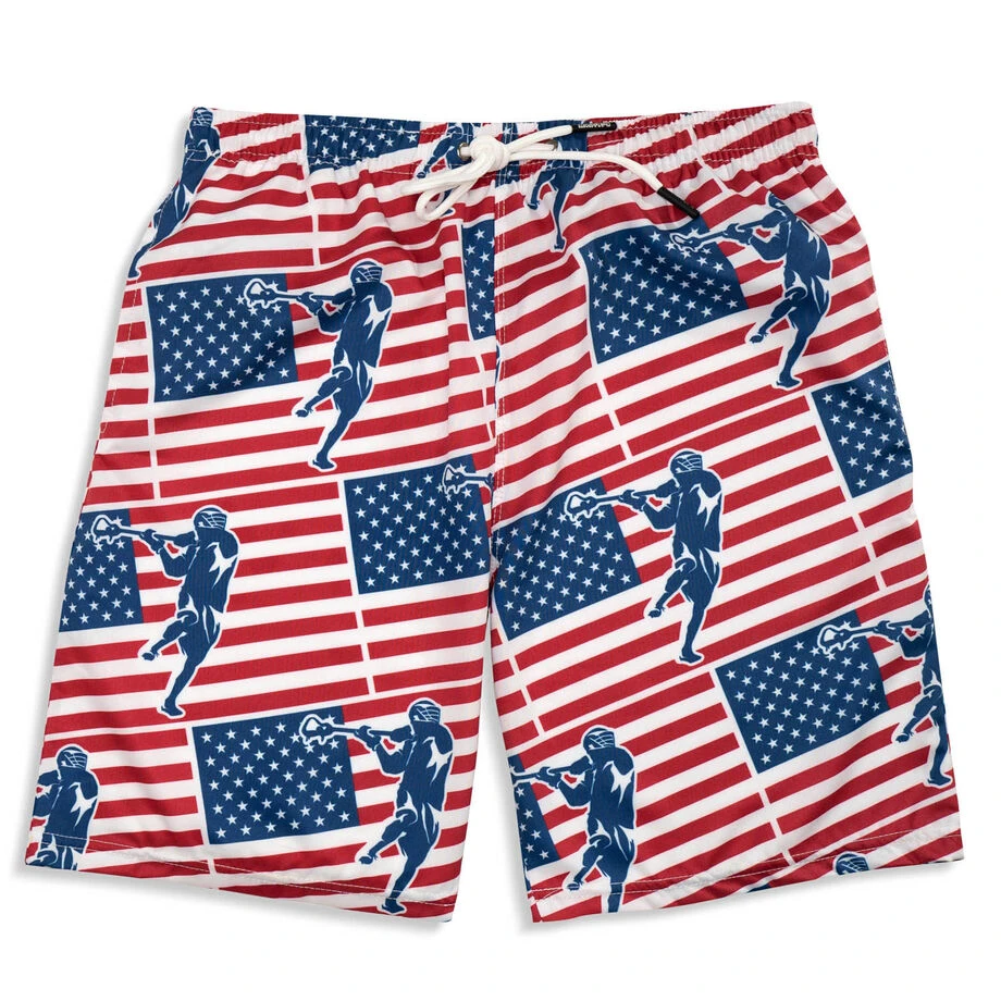 Guys Lacrosse Swim Trunks - Patriotic 3 Guys Lacrosse Swim Trunks - Patriotic