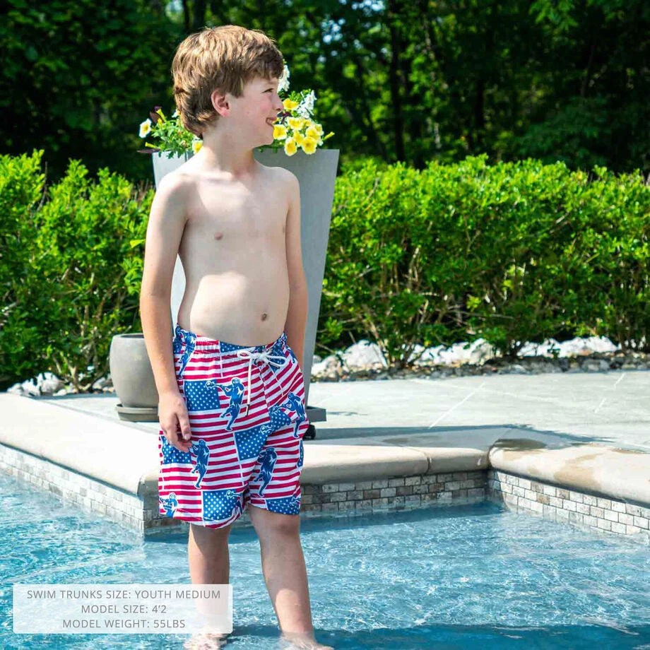 Guys Lacrosse Swim Trunks - Patriotic 7 Guys Lacrosse Swim Trunks - Patriotic - Image 5