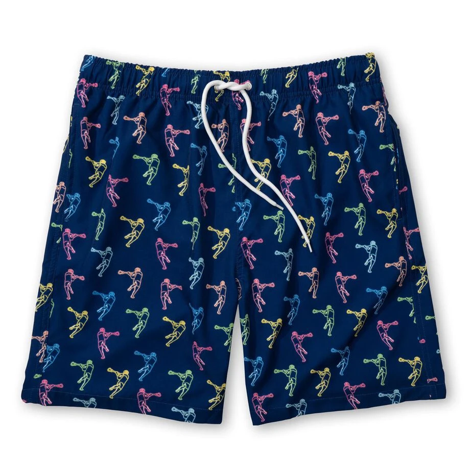 Guys Lacrosse Swim Trunks - Neon Lights - V1 3 Guys Lacrosse Swim Trunks - Neon Lights - V1