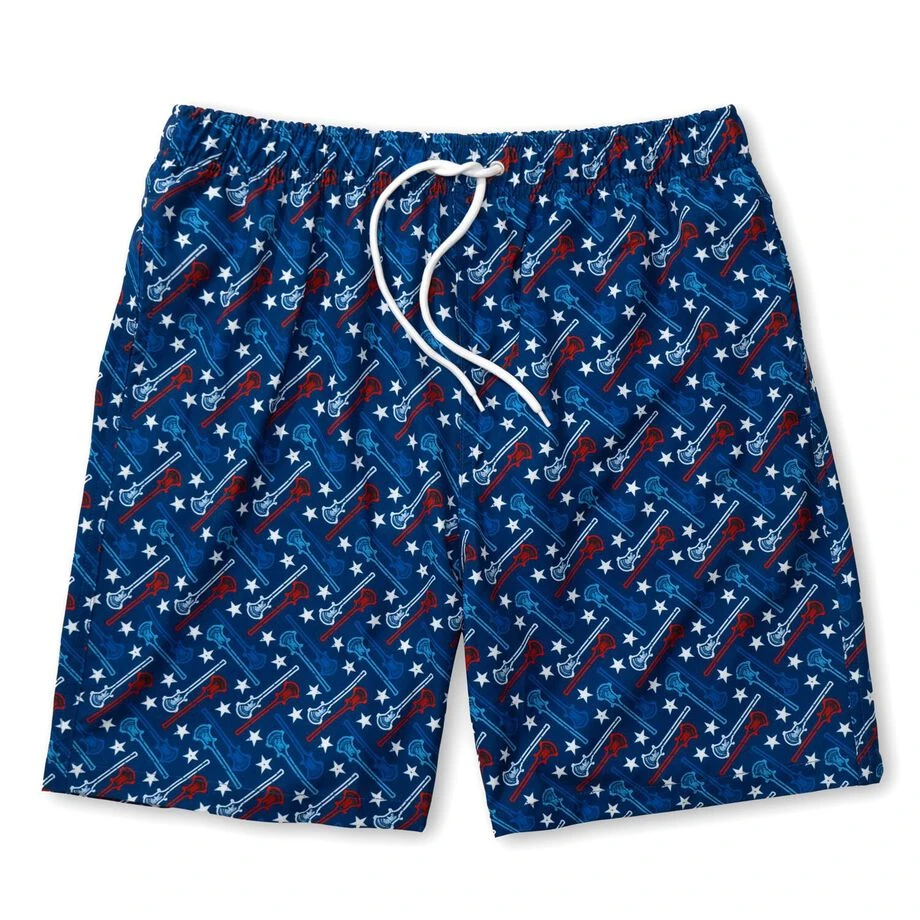 Guys Lacrosse Swim Trunks - All American Lacrosse - V1 3 Guys Lacrosse Swim Trunks - All American Lacrosse - V1