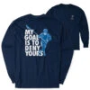 Guys Lacrosse Tshirt Long Sleeve - My Goal Is To Deny Yours Defenseman (Back Design) -Sport Gift Store lx 13015 NAVY MAIN