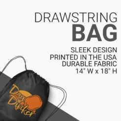 Pickleball Drawstring Backpack - Day Dinker -Sport Gift Store pb 00006 BLACK DETAILS